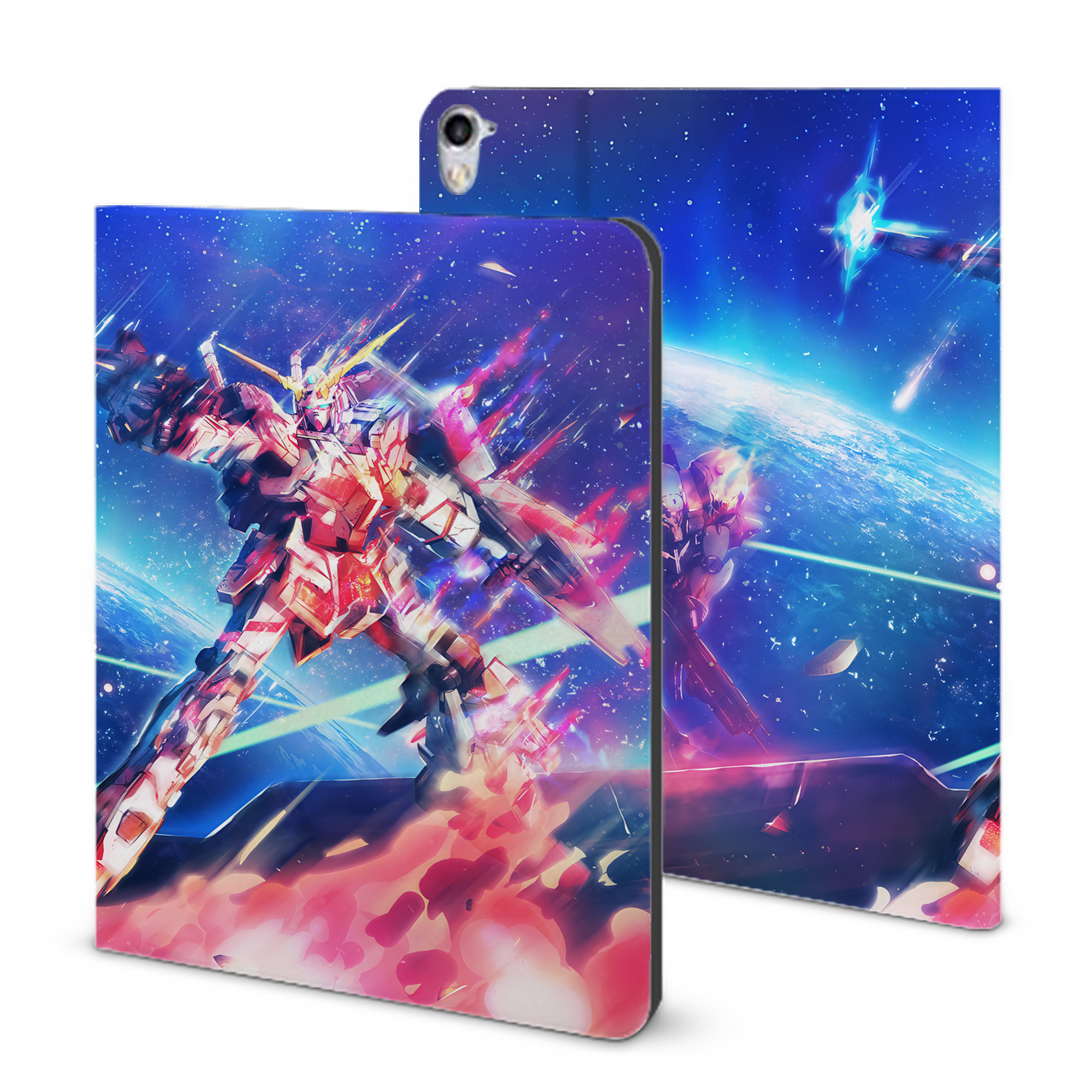 （画像用） 機動戦士ガンダム Mobile Suit Gundam IPad ケース ブック型 PUレザー TPU 耐衝撃 軽量 薄型 ペン収納なし 全面保護 IPad 各モデル対応